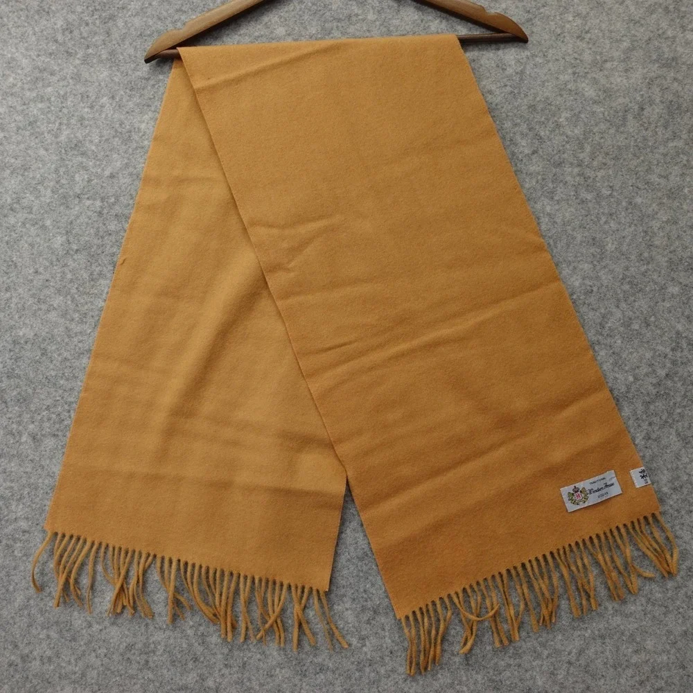 Camel Tan Wool Scarf Mens Winter Fringe Muffler TRADITIONAL WINDSOR HOUSE 12x50